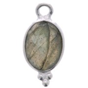 14x7mm 925 Sterling Silver Faceted charm with balls - Labradorite x1|raw }}