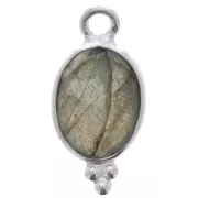 14x7mm 925 Sterling Silver Faceted charm with balls - Labradorite x1
