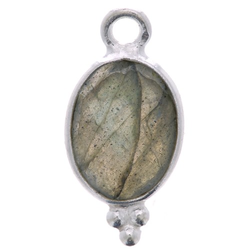 14x7mm 925 Sterling Silver Faceted charm with balls - Labradorite x1