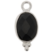 14x7mm 925 Sterling Silver Faceted charm with balls - Black Onyx x1