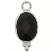 14x7mm 925 Sterling Silver Faceted charm with balls - Black Onyx x1