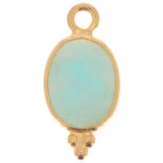 14x7mm 925 Sterling Silver Faceted charm with balls - Gold Plated - Amazonite x1|raw }}