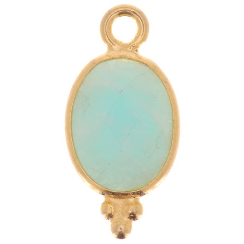 14x7mm 925 Sterling Silver Faceted charm with balls - Gold Plated - Amazonite x1
