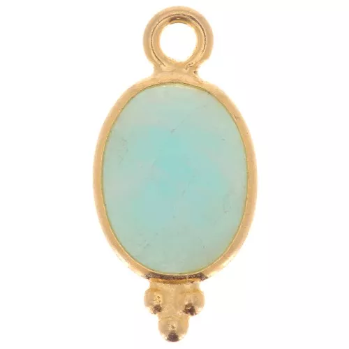 14x7mm 925 Sterling Silver Faceted charm with balls - Gold Plated - Amazonite x1