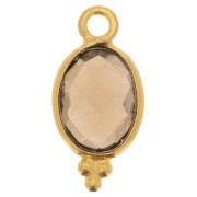 14x7mm 925 Sterling Silver Faceted charm with balls - Gold Plated - Smoky Quartz x|raw }}