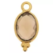 14x7mm 925 Sterling Silver Faceted charm with balls - Gold Plated - Smoky Quartz x