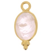 14x7mm 925 Sterling Silver Faceted charm with balls - Gold Plated - Rose Quartz x1|raw }}