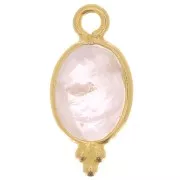14x7mm 925 Sterling Silver Faceted charm with balls - Gold Plated - Rose Quartz x1