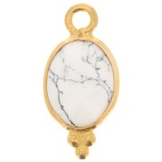 14x7mm 925 Sterling Silver Faceted charm with balls - Gold Plated - Howlite x1