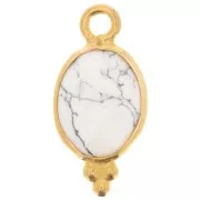 14x7mm 925 Sterling Silver Faceted charm with balls - Gold Plated - Howlite x1