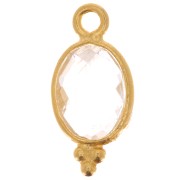 14x7mm 925 Sterling Silver Faceted charm with balls - Gold Plated - Rock Crystal x