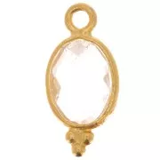 14x7mm 925 Sterling Silver Faceted charm with balls - Gold Plated - Rock Crystal x