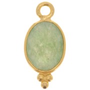 14x7mm 925 Sterling Silver Faceted charm with balls - Gold Plated - Aventurine x1