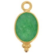 Faceted charm with small beads, 14.5x7mm - 925 Silver, Gold-Plated - Aventurine
