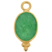 Faceted charm with small beads, 14.5x7mm - 925 Silver, Gold-Plated - Aventurine