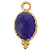 14x7mm 925 Sterling Silver Faceted charm with balls - Gold Plated - Sodalite x1