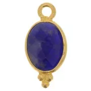 14x7mm 925 Sterling Silver Faceted charm with balls - Gold Plated - Sodalite x1