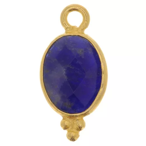 14x7mm 925 Sterling Silver Faceted charm with balls - Gold Plated - Sodalite x1