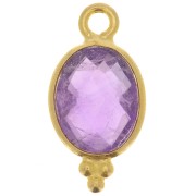 14x7mm 925 Sterling Silver Faceted charm with balls - Gold Plated - Amethyst x1|raw }}
