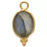 14x7mm 925 Sterling Silver Faceted charm with balls - Gold Plated - Labradorite x1