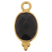 14x7mm 925 Sterling Silver Faceted charm with balls - Gold Plated - Black Onyx x1|raw }}