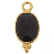 14x7mm 925 Sterling Silver Faceted charm with balls - Gold Plated - Black Onyx x1