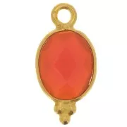 14x7mm 925 St. silver Faceted charm - Gold plated - Carnelian x1