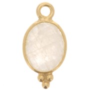 14x7mm 925 Sterling Silver Oval Faceted Charm - Gold Plated - Moonstone x1|raw }}