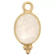 14x7mm 925 Sterling Silver Oval Faceted Charm - Gold Plated - Moonstone x1