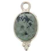 14x7mm 925 Sterling Silver Oval Faceted Charm with Balls - African Turquoise x1