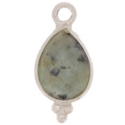 14x7mm 925 Sterling Silver Faceted charm - African Turquoise x1