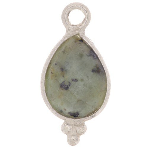 14x7mm 925 Sterling Silver Faceted charm - African Turquoise x1