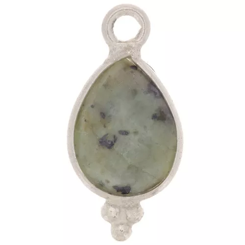 14x7mm 925 Sterling Silver Faceted charm - African Turquoise x1