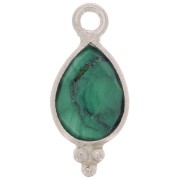 14x7mm 925 Sterling Silver Faceted charm - Malachite x1