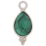 14x7mm 925 Sterling Silver Faceted charm - Malachite x1