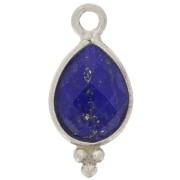 14x7mm 925 Sterling Silver Faceted charm - Lapis lazuli x1|raw }}