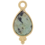14x7mm 925 St. Silver Faceted charm - Gold plated - African Turquoise x1|raw }}