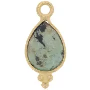 14x7mm 925 St. Silver Faceted charm - Gold plated - African Turquoise x1