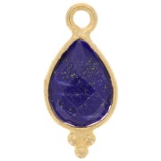 14x7mm 925 St. Silver Faceted charm - Gold plated - Lapis lazuli x1