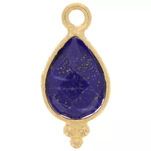 14x7mm 925 St. Silver Faceted charm - Gold plated - Lapis lazuli x1