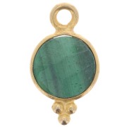 7mm 925 St. Silver Faceted charm - Gold plated Malachite x1|raw }}
