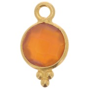 7mm 925 St. Silver Faceted charm - Gold plated imitation Carnelian x1|raw }}