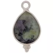 16x9mm 925 Sterling Silver Faceted charm - African Turquoise x1