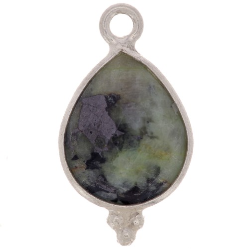 16x9mm 925 Sterling Silver Faceted charm - African Turquoise x1