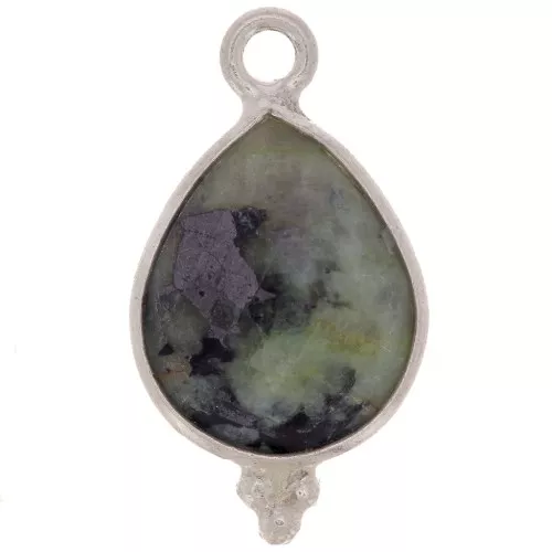 16x9mm 925 Sterling Silver Faceted charm - African Turquoise x1