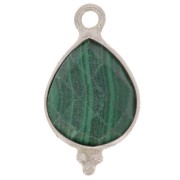 16x9mm 925 Sterling Silver Faceted charm - Malachite x1|raw }}