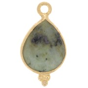 16x9mm 925 Sterling Silver Faceted charm - Gold plated - African Turquoise x1|raw }}