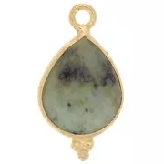 16x9mm 925 Sterling Silver Faceted charm - Gold plated - African Turquoise x1