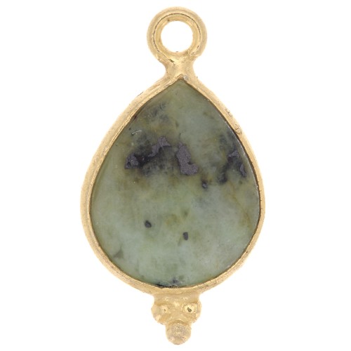 16x9mm 925 Sterling Silver Faceted charm - Gold plated - African Turquoise x1