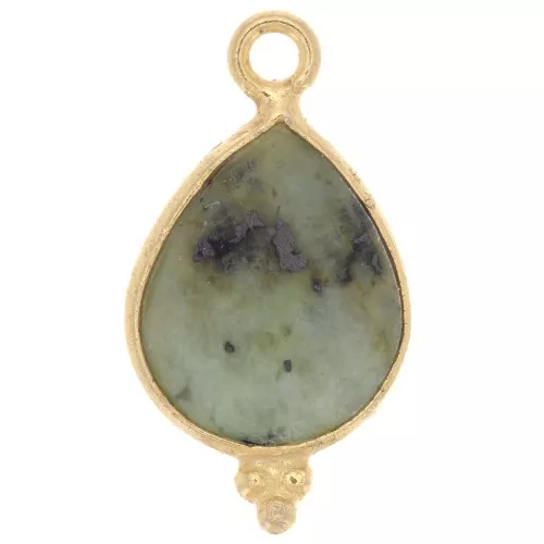 16x9mm 925 Sterling Silver Faceted charm - Gold plated - African Turquoise x1